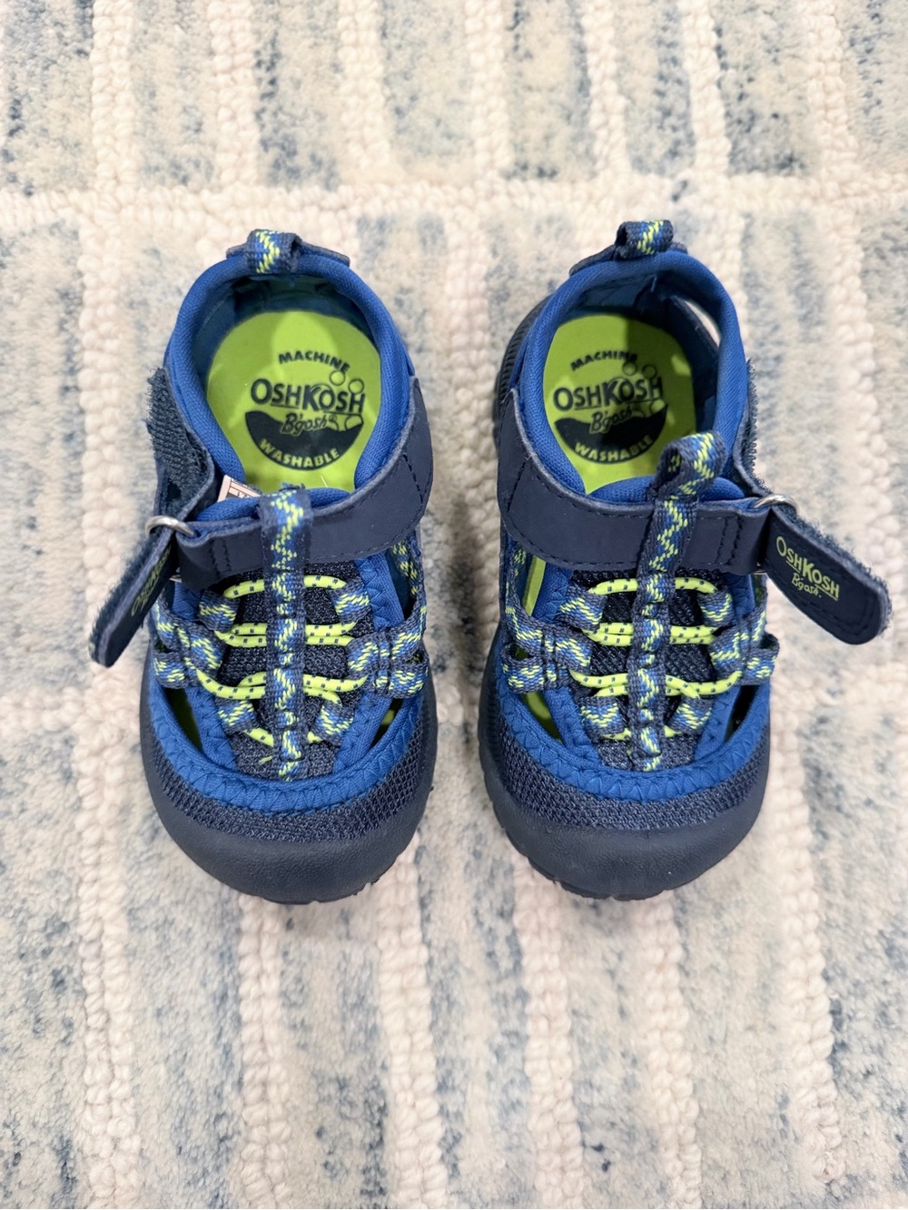 OshKosh B'gosh Navy and Lime Active Kids Sandals